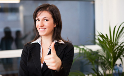 a young lady thumbs up